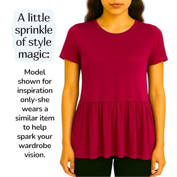 NYLA Women's Rayon Spandex Peplum Magenta Blouse, Size M - Picture 2 of 13